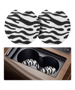 Tifanso Car Cup Holder Coaster, 2 Pack Car Coasters For Cup Holders, Cup Drink Holder Coasters For Car, Cute Car Accessories For Women And Girl (Zebra)