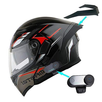 1Storm Motorcycle Modular Full Face Flip Up Dual Visor Helmet + Spoiler Bundle With Freedconn Motorcycle Bluetooth Headset: Hb89 Storm Red