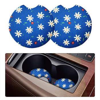 2 Pack Car Coasters For Drinks Absorbent - 275 Inch Cute Car Cup Holder Coasters For Women, Removable Cup Holder Coaster For Your Car, Car Interior Accessories For Women & Girls (Chrysanthemum)