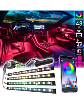 Ck Formula Interior Car Lights, Led Light Strips For Cars, 16 Million Rgb Colors, Bluetooth App Control, Music Sync Under Lighting Dashboard, Waterproof Ip68 Rating, 12V Dc Charger, 4Pcs