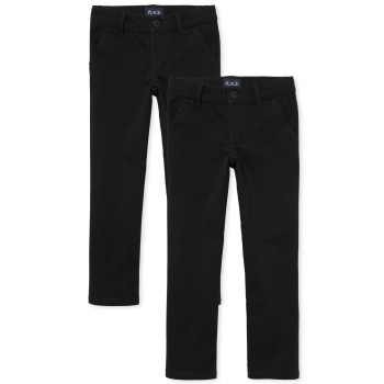 The Childrens Place Girls Skinny Chino Pants, Black, 8 Plus