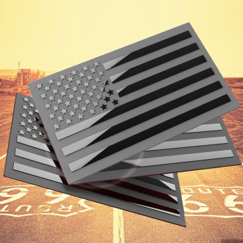 3D Metal American Flag Emblem Decalblack American Flag Decal,For Car, Truck Or Suv,5X3(Matte Black Three Usa Regular Orientation)