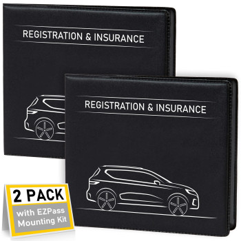 Canopus Car Registration And Insurance Holder, Car Document Holder, Vehicle Registration And Insurance Card Holder, Wallet For Auto, Trailer, Motorcycle, Truck, Vehicle Paperwork Organizer (2 Pack)