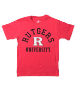 Wes And Willy Ncaa Kids Ss Organic Cotton Tee Shirt, Rutgers Scarlet Knights, Cherry, L