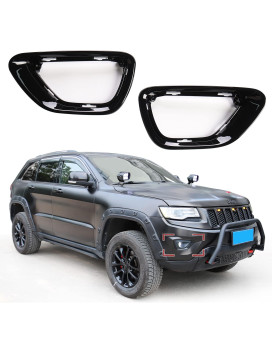 Jho Car Front Fog Lights Cover Trim Fog Lamp Frame Replace For Jeep Grand Cherokee 2014-2016 2015 Limited Accessories(Black)