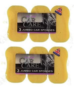 Super Bright: Car Care, Car Wash, Window Cleaning (3 X Jumbo Car Sponges), 2 Pack