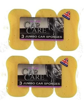 Super Bright: Car Care, Car Wash, Window Cleaning (3 X Jumbo Car Sponges), 2 Pack