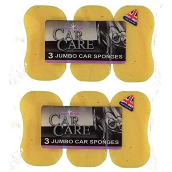 Super Bright: Car Care, Car Wash, Window Cleaning (3 X Jumbo Car Sponges), 2 Pack