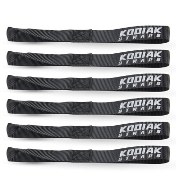 Soft Loop Tie Down Straps - 1 X 12 Inches- 4,500 Lb Load Capacity - Black 6 Pack - Loops For Securing Atv, Utv, Motorcycles, Scooters, Dirt Bikes, Lawn Garden Equipment By Kodiak Straps