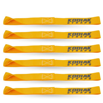 Soft Loop Tie Down Straps - 1 X 12 Inches- 4,500 Lb Load Capacity - Orange 6 Pack - Loops For Securing Atv, Utv, Motorcycles, Scooters, Dirt Bikes, Lawn Garden Equipment By Kodiak Straps