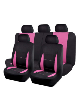 Flying Banner Car Seat Covers Front Seats Rear Bench Polyester Car Seat Protectors Easy Installations Rear Bench Split Classic Man Lady Truck (Full Set - Low Back, Black Pink)