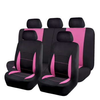 Flying Banner Car Seat Covers Front Seats Rear Bench Polyester Car Seat Protectors Easy Installations Rear Bench Split Classic Man Lady Truck (Full Set - Low Back, Black Pink)