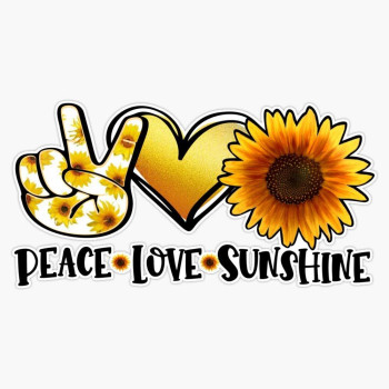 Peace Love Sunshine Sunflower Pretty Girly Summer Vinyl Sticker Waterproof Decal Laptop Wall Window Bumper Sticker 5