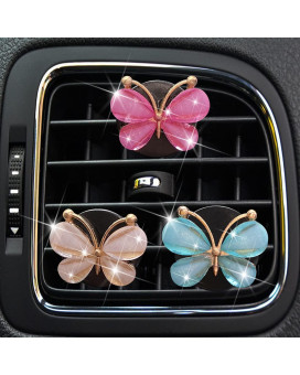 3Pcs Lovely Butterfly Car Clip, Cute Butterfly Car Air Conditioning Outlet Diffuser Car Charm Air Vent Accessories Cute Car Interior Decor For Girls Womena