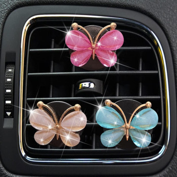 3Pcs Lovely Butterfly Car Clip, Cute Butterfly Car Air Conditioning Outlet Diffuser Car Charm Air Vent Accessories Cute Car Interior Decor For Girls Womena