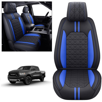 Yiertai Seat Covers For Dodge Ram Custom Fit 2009-2023 150025003500Hd Tradesman Big Long Horn Rebel Laramie Crew Double Cab Quad Cab Truck Seat Protectors(2 Pcs Front Onlyblack-Blue)