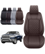 Aierxuan Seat Covers For Dodge Ram Custom Fit 2009-2023 1500 2500 3500 Truck Pickup Crew Quad Regular Cab Waterproof Leather Airbag Compatible Cushion(2 Pcs Frontbrown)