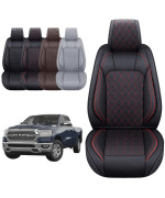 Aierxuan Dodge Ram Front Seat Covers Custom Fit 2009-2023 1500 2500 3500 Crew Quad Regular Cab Truck Pickup Waterproof Leather Airbag Compatible Cushions(2 Pcs Frontblack-Red)