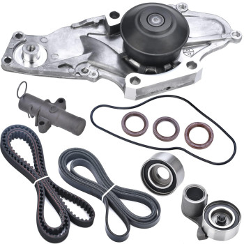 Timing Belt Kit With Water Pump Compatible With 2003-2018 Honda Accord Crosstour Odyssey Pilot Ridgeline Mdx Rdx Rl Tl Tsx Zdx Saturn Vue 30L 35L 37L Replaces Tkh002 Tckwp329 19200-Rdv-J01