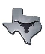 The University Of Texas Longhorns Premium Metal Auto Emblem (State Shaped (Debossed))