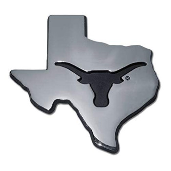 The University Of Texas Longhorns Premium Metal Auto Emblem (State Shaped (Debossed))