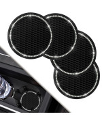 Car Coasters, 4 Pack Universal Vehicle Bling Car Coaster, Cocases Crystal Rhinestone Coaster For Cup Holders, Car Interior Accessories 275 Silicone Anti Slip Car Coasters For Women ( Black )