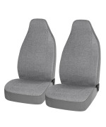 Road Comforts Front Car Seat Covers High Back, Flax Seat Protector, Airbag Compatible, Universal Fits Car, Truck, Suv, Vans(Gray)