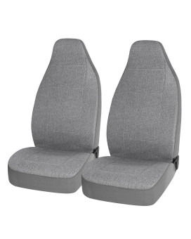 Road Comforts Front Car Seat Covers High Back, Flax Seat Protector, Airbag Compatible, Universal Fits Car, Truck, Suv, Vans(Gray)