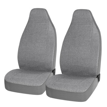 Road Comforts Front Car Seat Covers High Back, Flax Seat Protector, Airbag Compatible, Universal Fits Car, Truck, Suv, Vans(Gray)