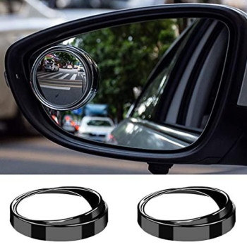 2Pcs Mini Small Blind Spot Mirror, 157(40Mm) Round Hd Glass Convex Rear View Mirror,Strong Adhesive Mirror For Car, Van, Suv And Trucks (1-916(40Mm), Black Frame)