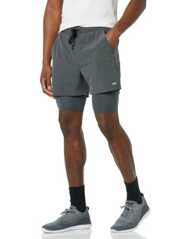 carkartEssentials Mens Double Layered Woven Moisture Wicking Running Shorts, Charcoal, Xs