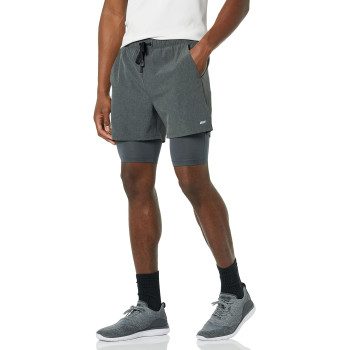 carkartEssentials Mens Double Layered Woven Moisture Wicking Running Shorts, Charcoal, Xs