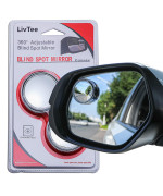 Livtee 2Pcs Round Blind Spot Mirror, Hd Glass And Abs Housing Convex Wide Angle Rearview Mirror With Adjustable Stick For Universal Car, Silvery