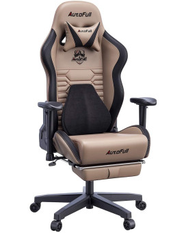 Autofull C3 Gaming Chair Ergonomic Office Chair With 3D Bionic Lumbar Support Racing Style Pu Leather Computer Pc Chair For Adults With Footrest,Brown