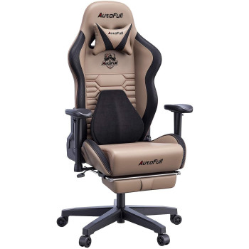 Autofull C3 Gaming Chair Ergonomic Office Chair With 3D Bionic Lumbar Support Racing Style Pu Leather Computer Pc Chair For Adults With Footrest,Brown