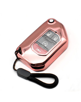 Mechcos Compatible With 2020 2021 Jeep Wrangler Jl Jlu Rubicon Jeep Gladiator Jt Sahara Jlu Oht1130261 Pink Tpu Flip Key Fob Cover Case Remote Holder Skin Protector Keyless Entry Sleeve Accessories