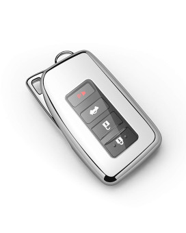Tukellen For Lexus Key Fob Cover Premium Soft Tpu Full Protection Key Shell Key Case Compatible With Lexus Es Is Gs Nx Ls Rx Rc 300H 350 200T 250 300 F 450H 460 600H Smart Key Fob Remote Key-Silver