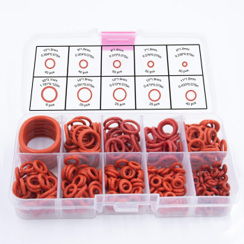 AKAKD Silicone Sealing Gasket O-Ring - Resist Oil and Heat Round O-Rings Rubber Assortment Set for Auto,Plumbing and Faucet, 10 Different Sizes Total 351 Pcs
