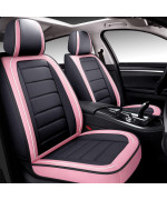 Babyblu Leather Car Seat Covers Full Set For Womenen,Water Proof Synthetic Leather For Cars Suv Pick-Up Truck Universal Fit Set For Auto Interior Accessories(Airbag Compatible) (Pink- 2Pcs)