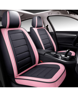 Babyblu Leather Car Seat Covers Full Set For Womenen,Water Proof Synthetic Leather For Cars Suv Pick-Up Truck Universal Fit Set For Auto Interior Accessories(Airbag Compatible) (Pink- 2Pcs)