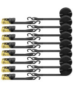 Ratchet Tie Down Strap 8-Pack 15 Ft - 500 Lbs Load Cap With 1500 Lbs Breaking Limit, Ohuhu Ratchet Tie Downs Logistic Cargo Straps For Moving Appliances, Motorcycle (Black)