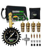 Rhino Usa Adjustable Tire Deflators With Gauge (0-60Psi) Calibrated Automatic Tire Air Down Tool - Large 2 Easy Read Glow Dial Solid Brass Hardware - Best Offroad Deflator For Jeep, Truck Or Atv