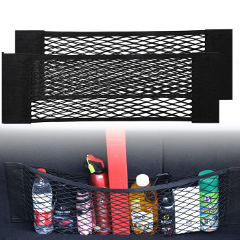 Black Magic Adhesive Mesh Cargo Net Elastic String Net Mesh Net Pouch, Car Back Rear Trunk Seat Mesh Net For Cartrucktrunk (3150 A 984 In(2-Pack))