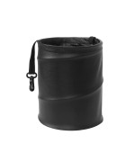 Fyy Car Trash Can, Collapsible Pop Up Pu Leather Car Garbage Can, Leak-Proof Waterproof Portable Car Trash Bin Multifunctional Organizer Trashcan Storage Bag With Hanging Elastic Strap Loop Black