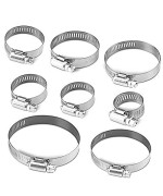 UD Hose Clamp Stainless Steel Worm Gear Hose Clamps 40Pcs Adjustable 8-44mm Range Assortment size Kit Fuel Line Clamp for Water Pipe, Plumbing, Mechanical Application, 8 Sizes Worm Gear Hose Clips