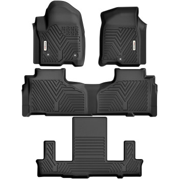 Yitamotor 3 Rows Floor Mats Compatible With 2021-2023 Chevrolet Tahoegmc Yukoncadillac Escalade With 2Nd Row Bucket Seats, Custom Fit Black Tpe Floor Liners 1St  2Nd 3Rd Row All-Weather Protection