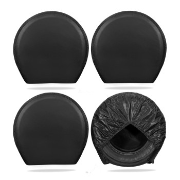 Moonet Tire Covers For Rv Wheel (4 Pack Black), Oxford Waterproof Uv Sun Protectors For Truck Motorhome Boat Trailer Camper Van Suv, For Diameter 24-26 Black