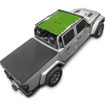 Alien Sunshade Jeep Gladiator Sun Shade (2018-Current)- Full Length Mesh Sunshade For Jeep Gladiator 4 Door, Reduces Wind & Noise - Universal Fit For Jeep Gladiator Accessories - (Green)