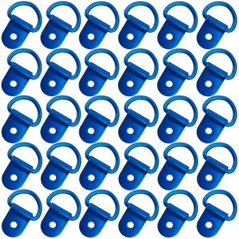 Excelfu 30 Pack Small Steel D-Ring Tie Downs, D Rings Anchor Lashing Ring For Loads On Case Truck Cargo Trailers Rv Boats, Blue