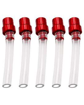 Taiss 5Pcs Motorcycle Gas Cap (Red) Gas Fuel Tank Cap Vent, Breathing Tube Hose Two-Way Fuel-Saving Breather Cap, Suitable For All Off-Road Motorcycles, Atvsf-008-R-5P